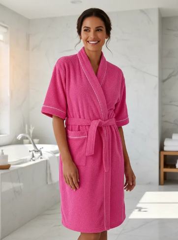 SALIDA BAÑO TOALLA MUJER BATA ROSA 350g MILONEZ