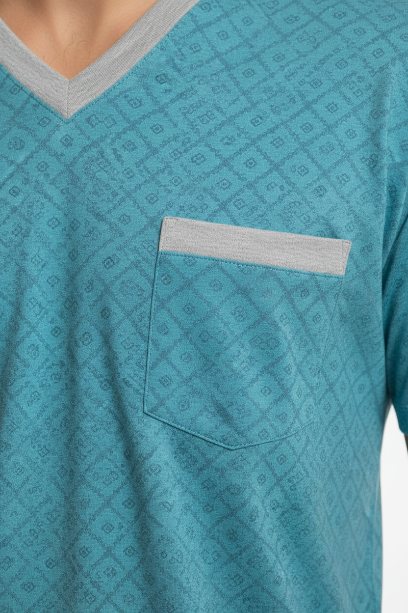 Pijama Hombre clásica Polo algodón manga corta