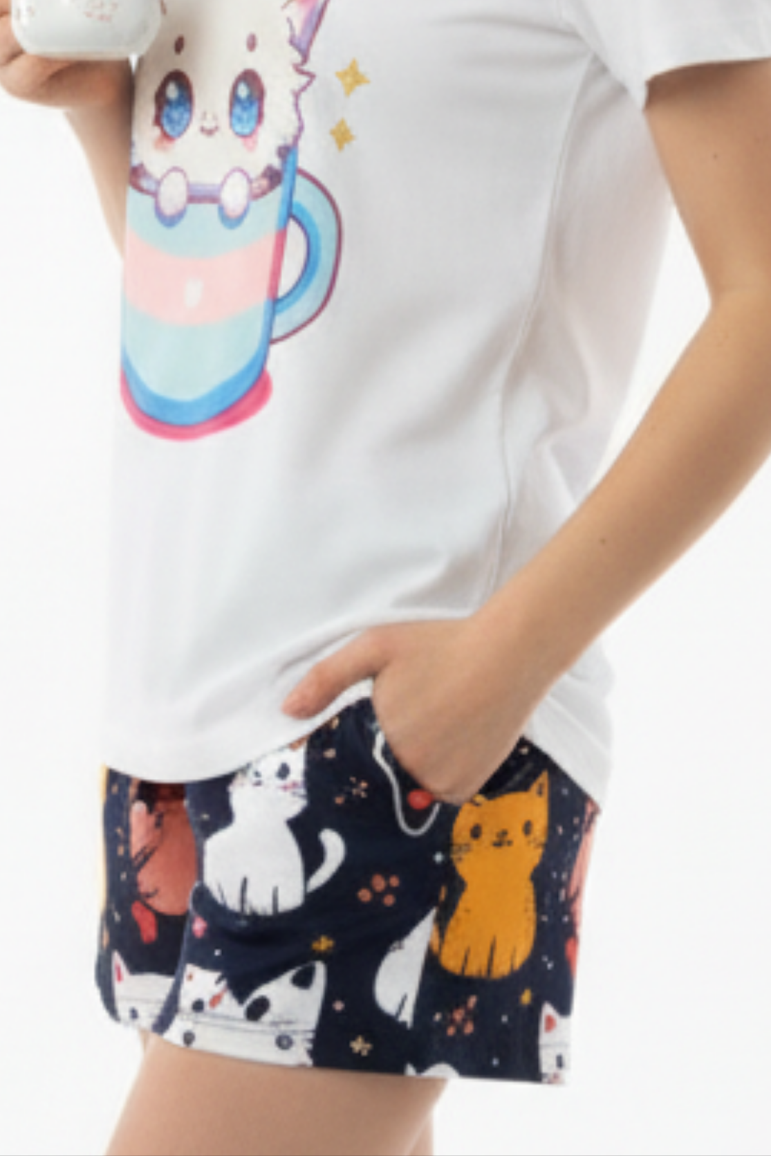Pijama Mujer shorts gato te MILONEZ