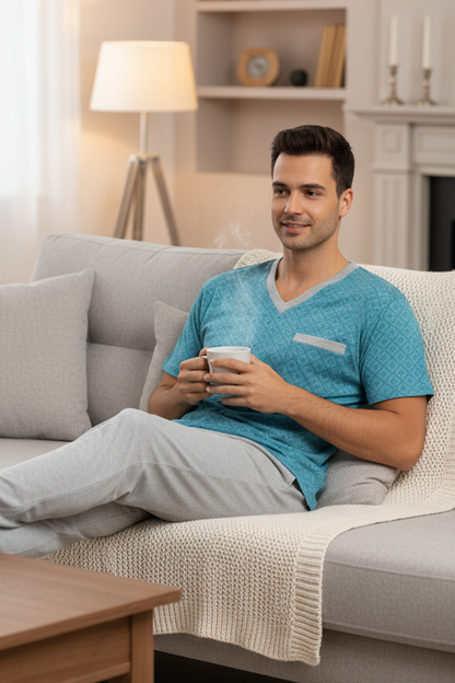 Pijama Hombre clásica Polo algodón manga corta