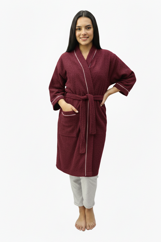 SALIDA BAÑO TOALLA MUJER BATA VINOTINTO 350g