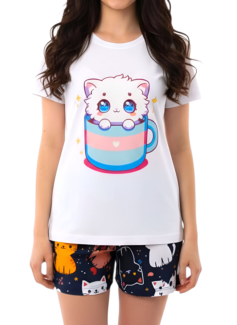 Pijama Mujer shorts gato te MILONEZ