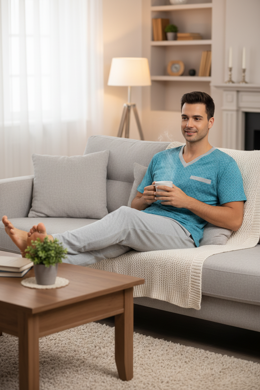 Pijama Hombre clásica Polo algodón manga corta