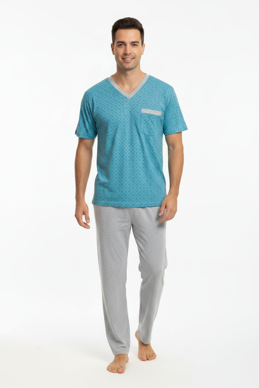 Pijama Hombre clásica Polo algodón manga corta