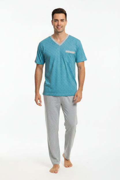 Pijama Hombre clásica Polo algodón manga corta