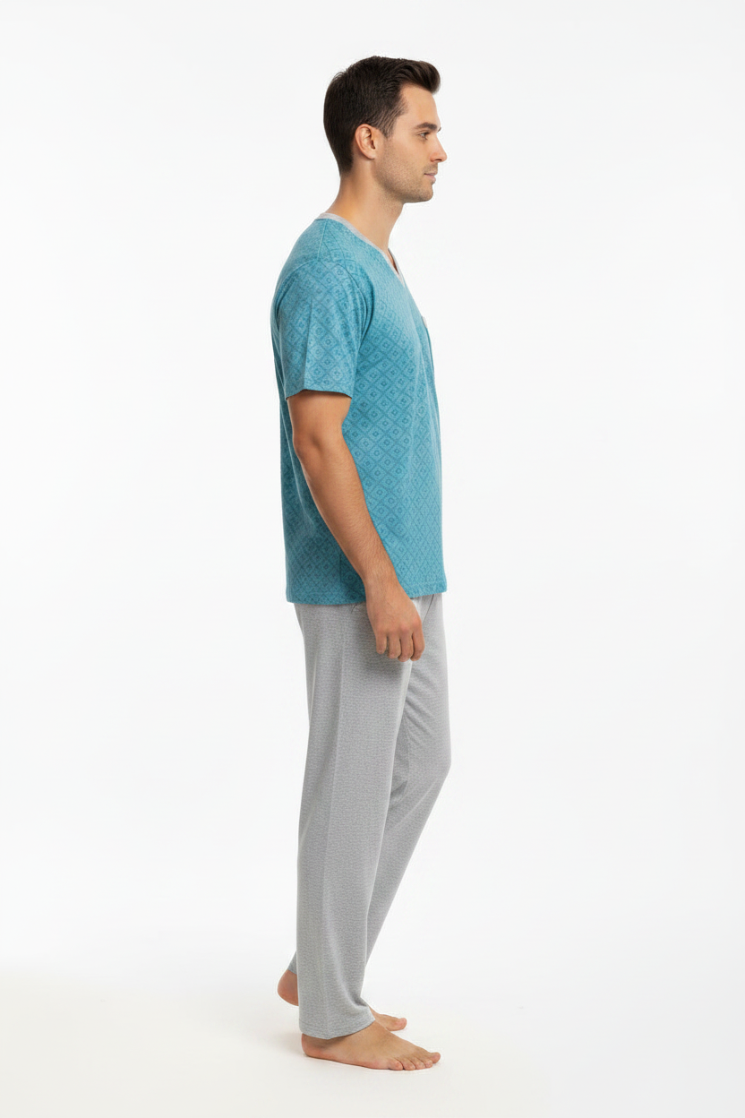 Pijama Hombre clásica Polo algodón manga corta