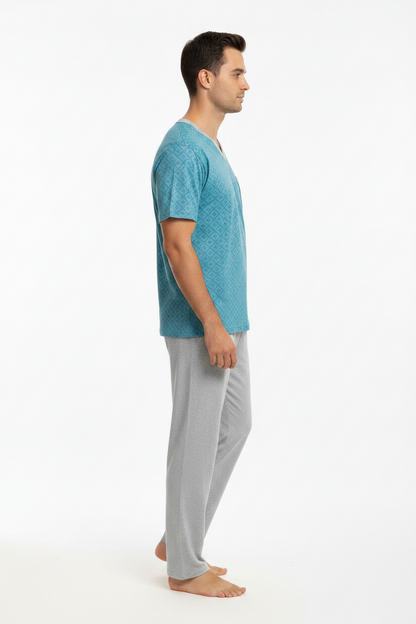 Pijama Hombre clásica Polo algodón manga corta
