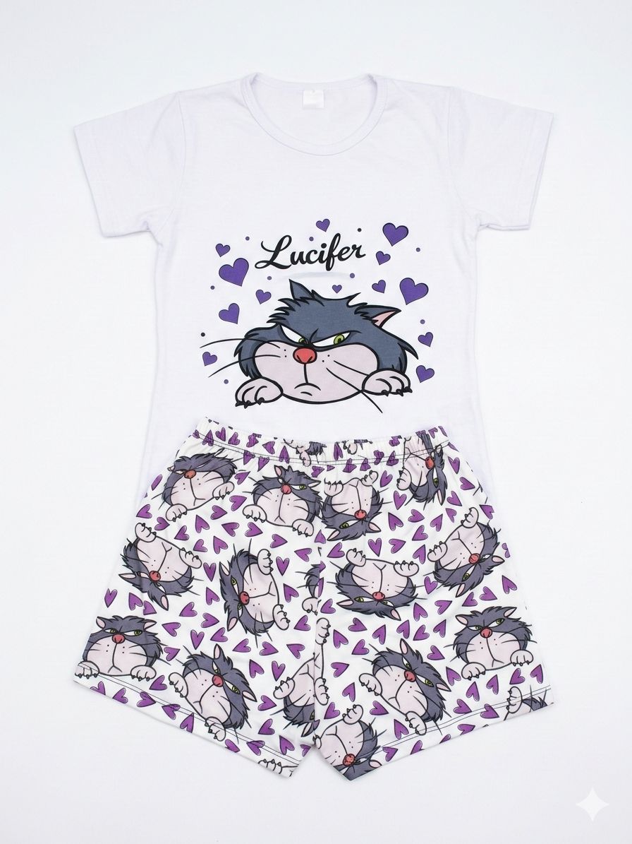 Pijama Mujer shorts gato Lucifer MILONEZ