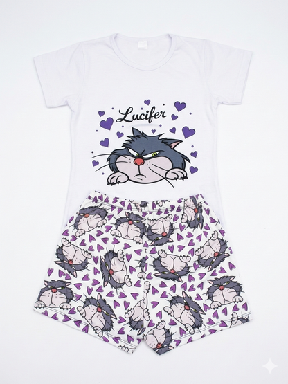 Pijama Mujer shorts gato Lucifer MILONEZ